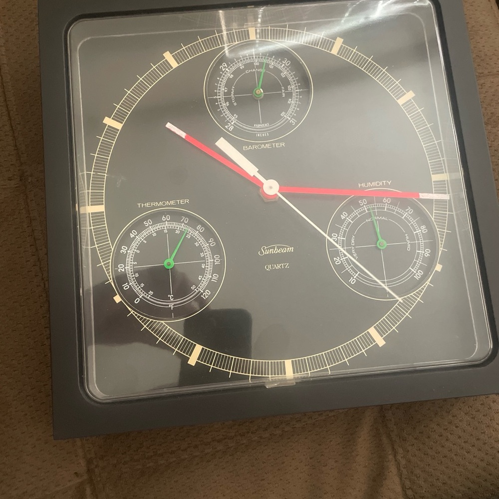 Sunbeam Gray Weather Station Wall Clock